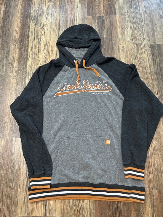 Cinch Other - Cinch Men's Grey & Black Hooded Pullover Sweatshirt size XL